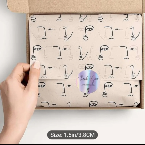 Thank You For Support Holographic Stickers, Adhesive Laser Rainbow Color  1.5in - Picture 3 of 5